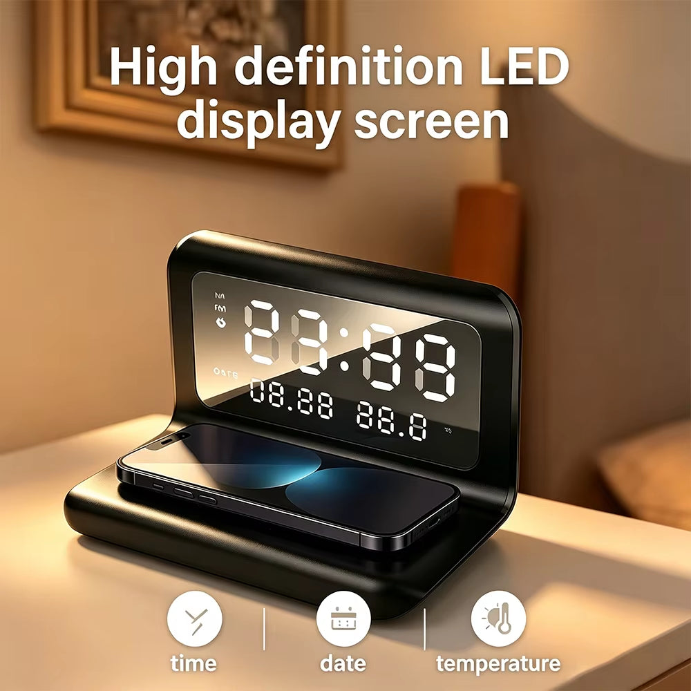⚡3-in-1 Wireless Charger with LED Time & Temperature Display | Fast Charging Station 2026