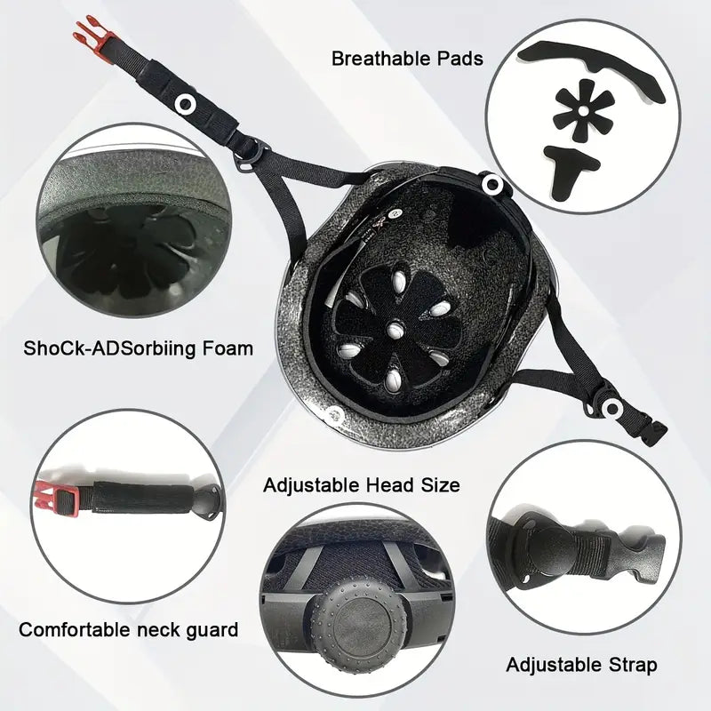 BLLRC Ensemble de casque et d’équipement de protection pour skateboard 7 pièces pour enfants