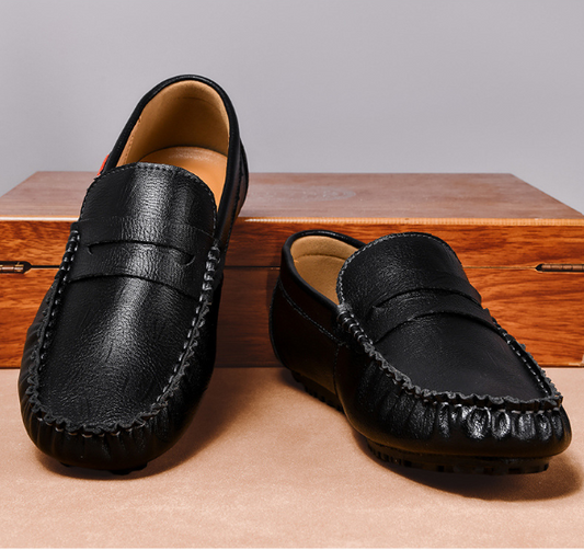 👞 Men’s Hand-Stitched Leather Casual Driving Loafers