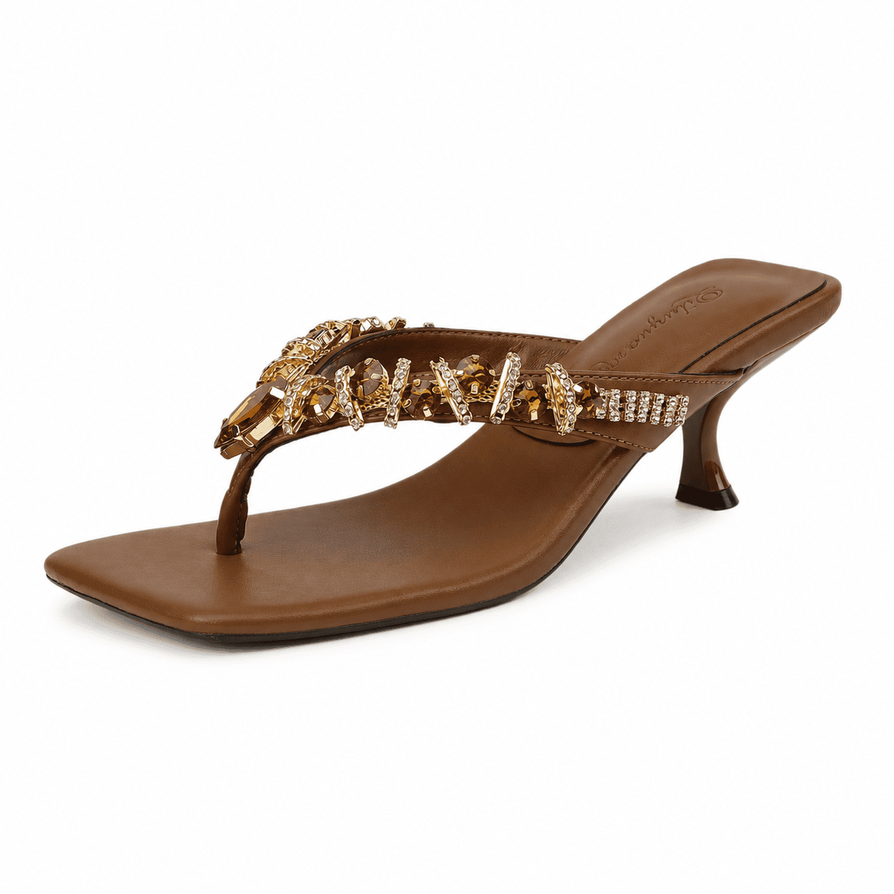 ✨ High-End Rhinestone Square-Toe High-Heeled Sandals 👠💎
