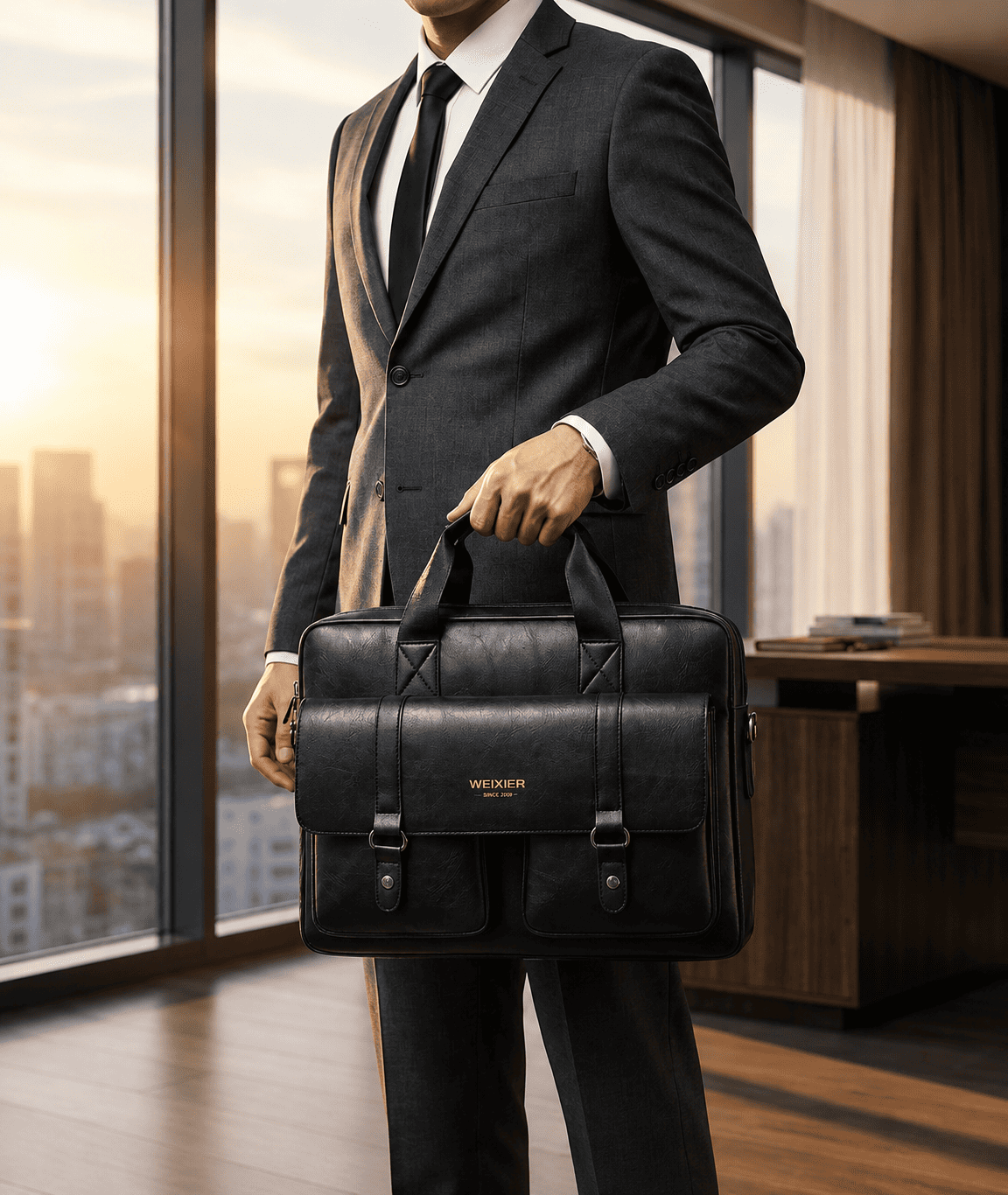 💼 Mkoba wa Biashara wa Ngozi wa WEIXIER