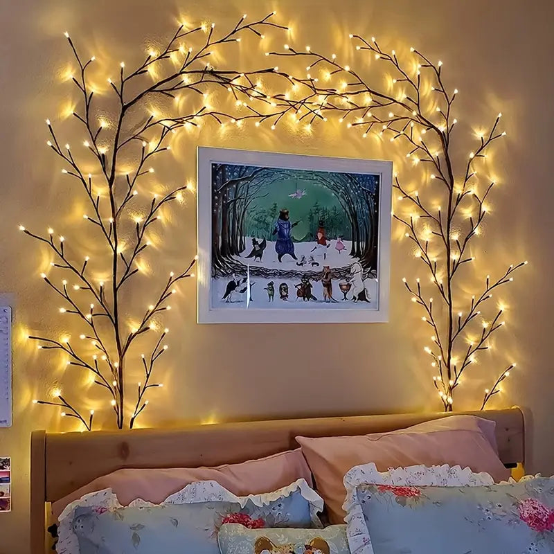 Décoration murale en forme de branche de saule alimentée par USB , adaptée pour le salon, la chambre à coucher, le mariage...