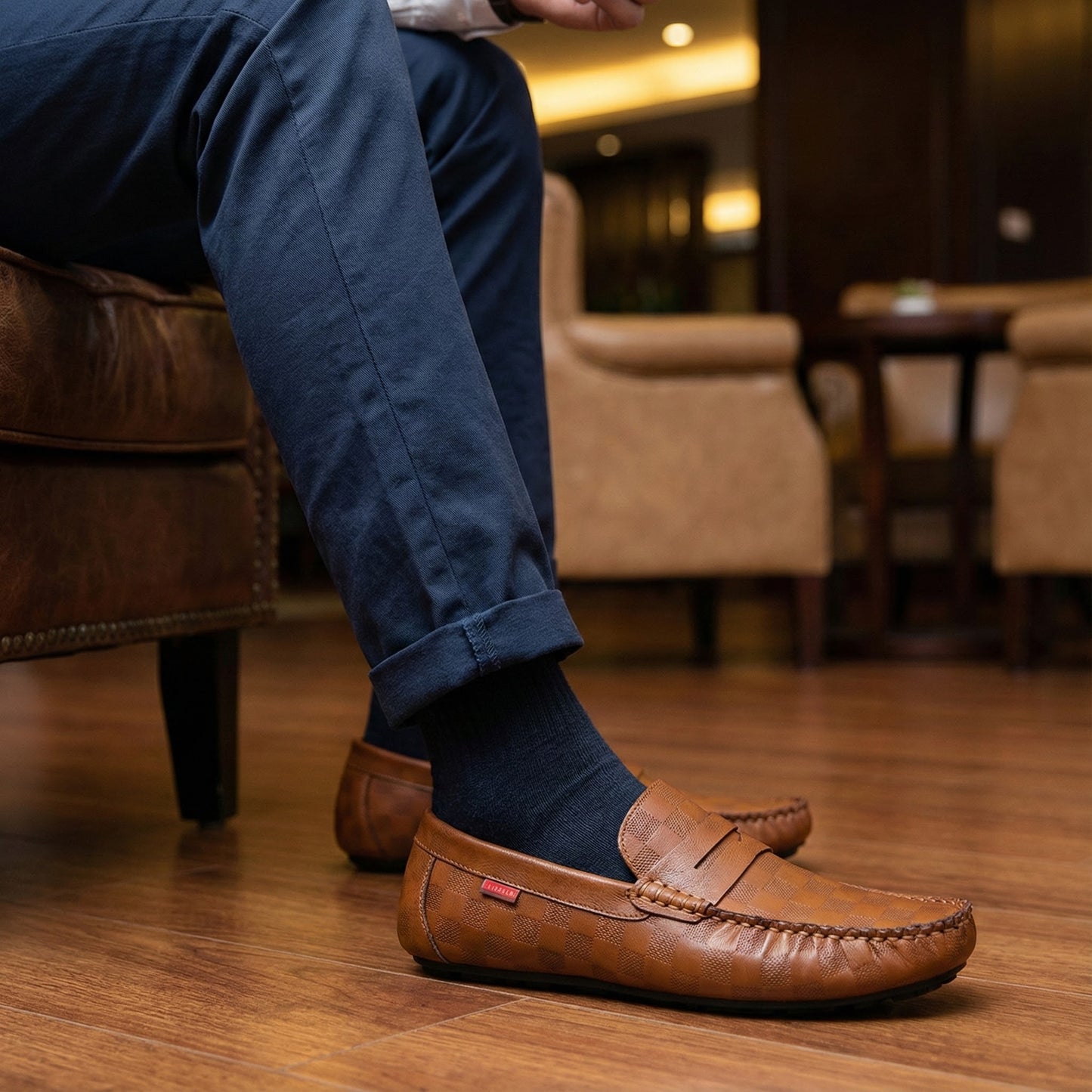 👞 Men’s Hand-Stitched Leather Casual Driving Loafers