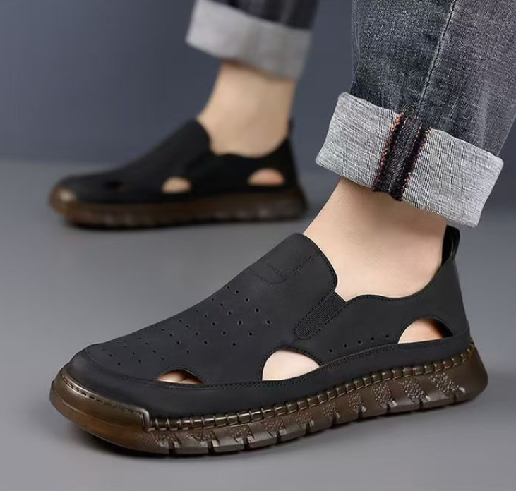 👞 Men’s Genuine Leather Semi-Closed Sandals✨