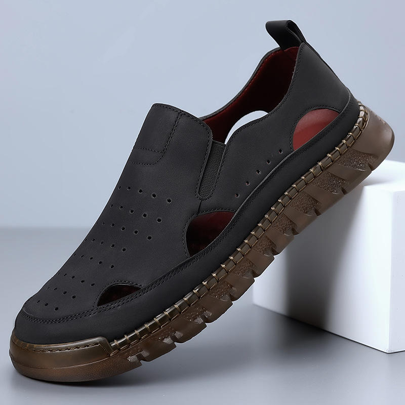 👞 Men’s Genuine Leather Semi-Closed Sandals✨