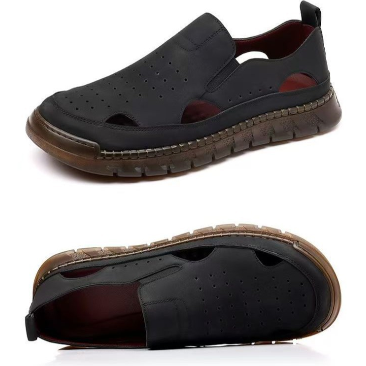 👞 Men’s Genuine Leather Semi-Closed Sandals✨