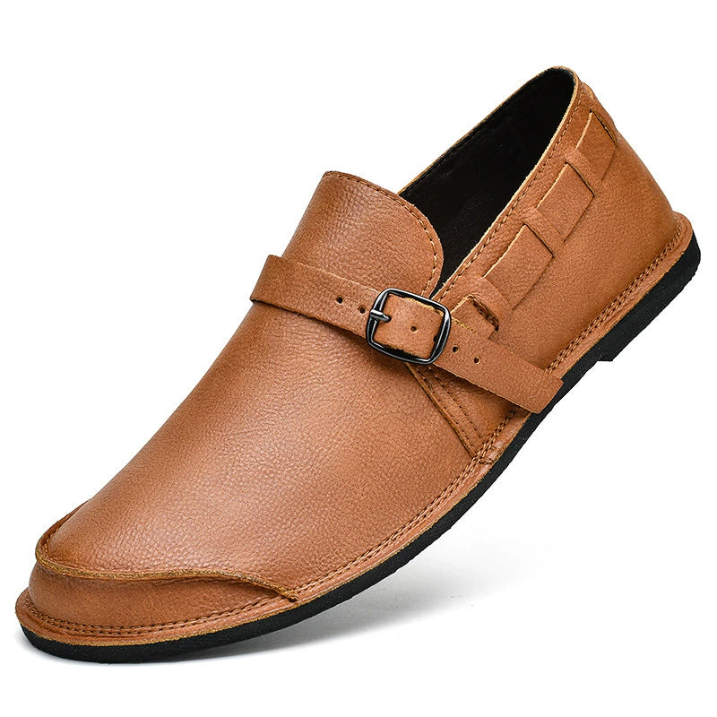 Men’s Casual Leather Loafers – Classic Buckle Design, Comfortable & Stylish Slip-On Shoes