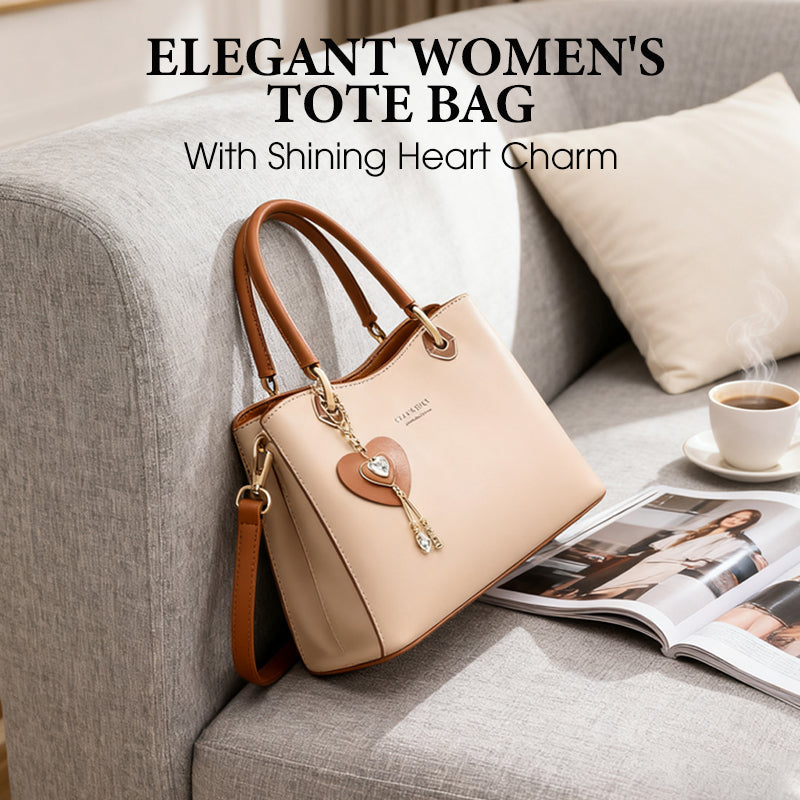 Élégant sac fourre-tout pour femme avec breloque en forme de cœur brillant-2026