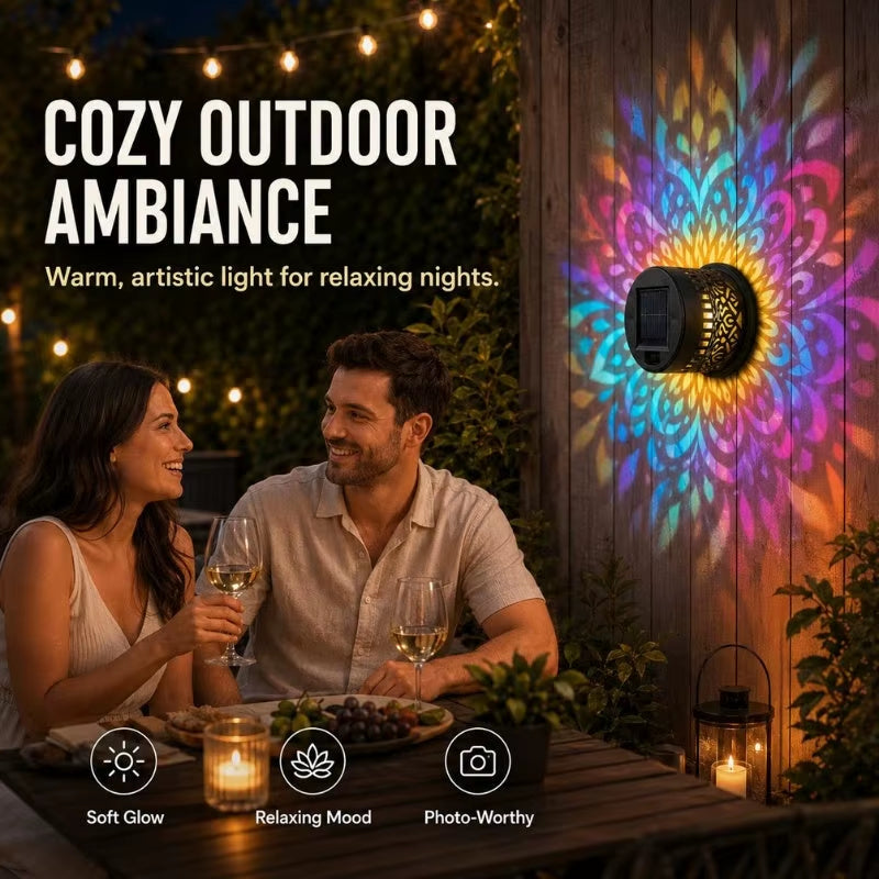 ✨ Lumara™ 2026 Solar Mandala Wall Lights – 4-Pack Outdoor Garden Fence Projectors