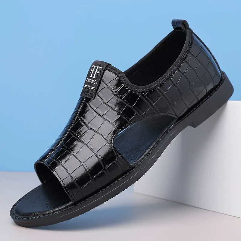 👞 Premium Crocodile Pattern Genuine Leather Sandals ✨