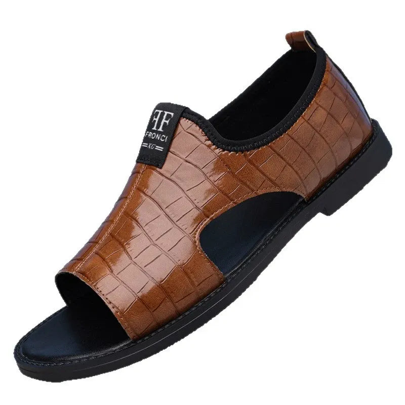 👞 Premium Crocodile Pattern Genuine Leather Sandals ✨