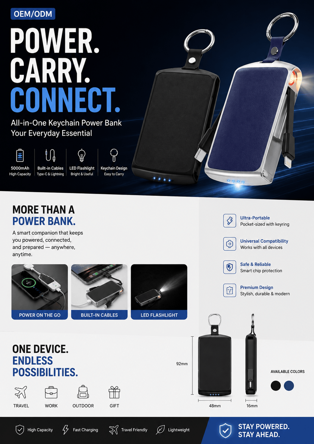 2026 Super-Fast Compact Portable Charger with Built-in Fire Starter